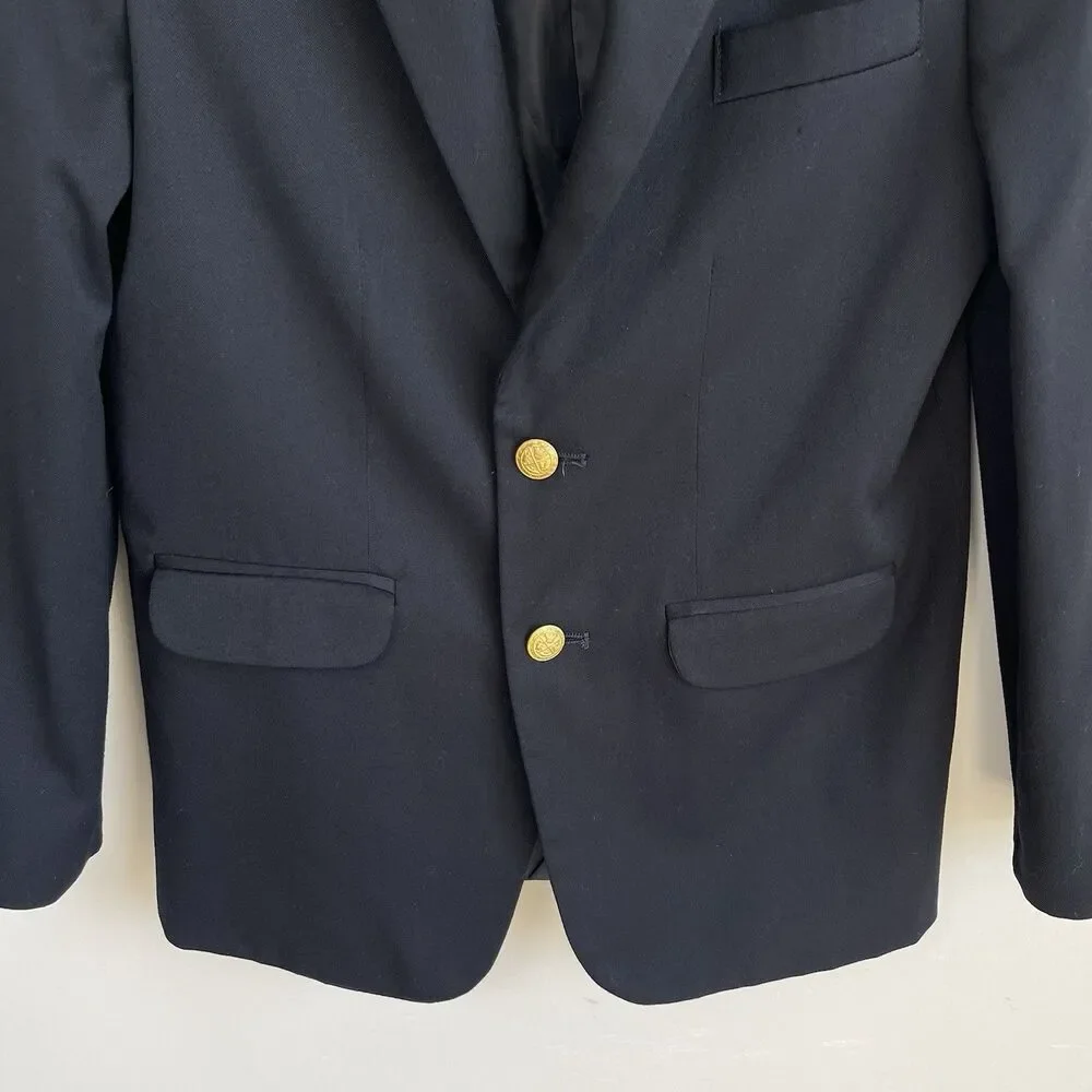 Izod Kids Boys Blazer Jacket Size 12 Navy Blue Gold Button Formal Preppy